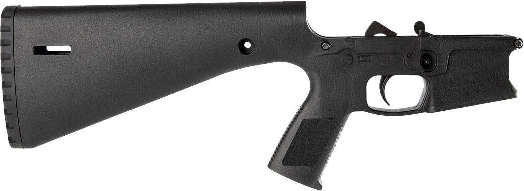 Wraithworks WARP-15 Polymer Complete AR15 Lower Receiver - Black | Mil-Spec Parts Kit | Integral Buttstock & Textured Pistol Grip | Trap Door Buttplate