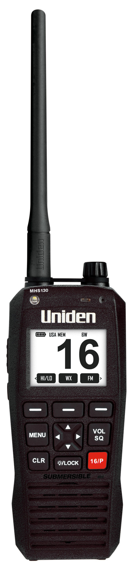 Uniden MHS130 Marine Hand Held Floating VHF Radio, 5/6 Watt