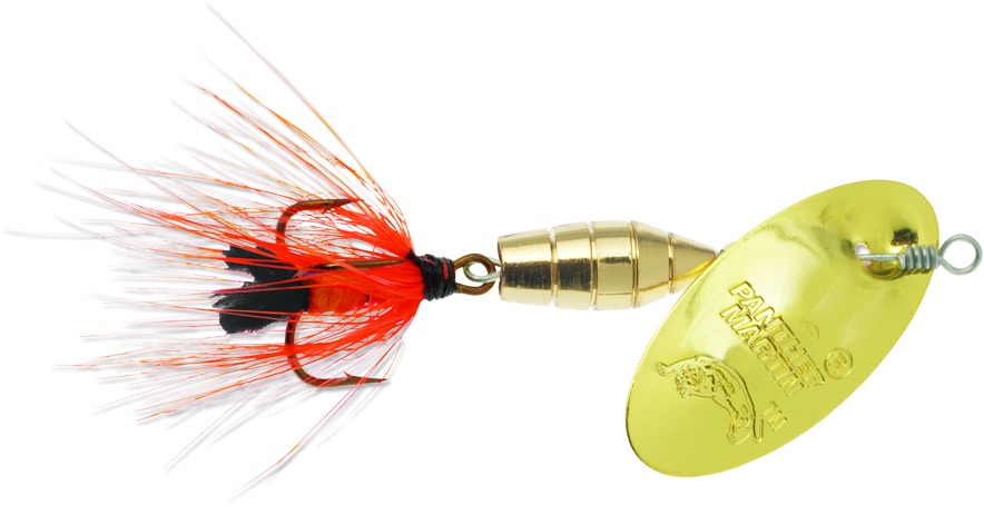 Panther Martin 4PMF-GO Deluxe Fly In-Line Spinner, #4, 1/8 oz, Gold &