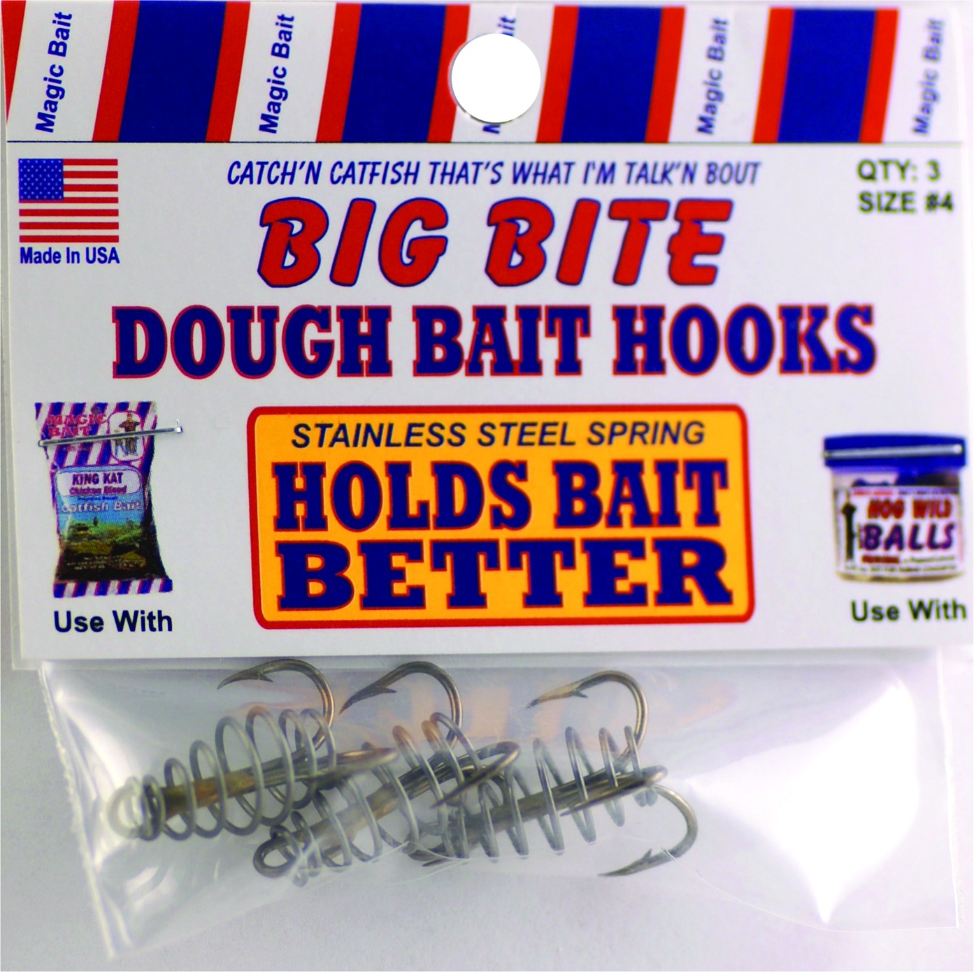 Magic Bait 30-48 Big Bite Dough Bait Hook, Size 4, Treble, Bronze