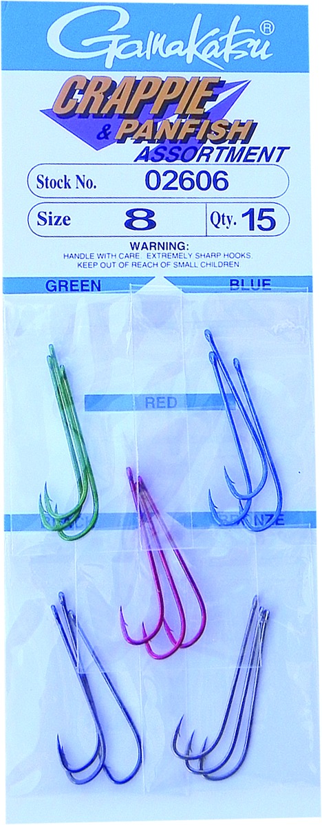Gamakatsu 02606 Crappie Hook Assortment, Size 8, Needle Point