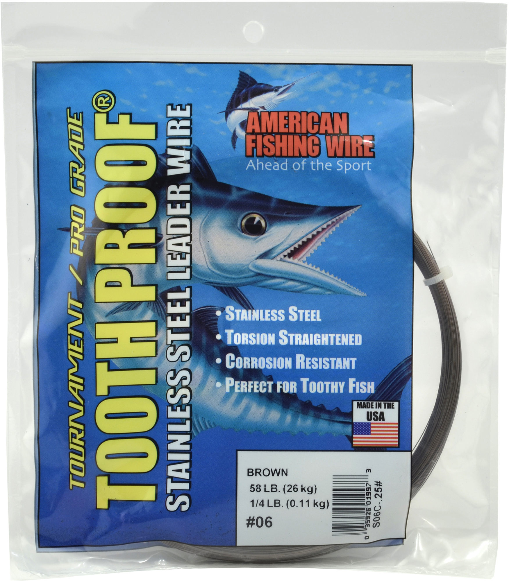 5 44lb ToothProof Stainless Steel Single Strand Leader 1/4lb
