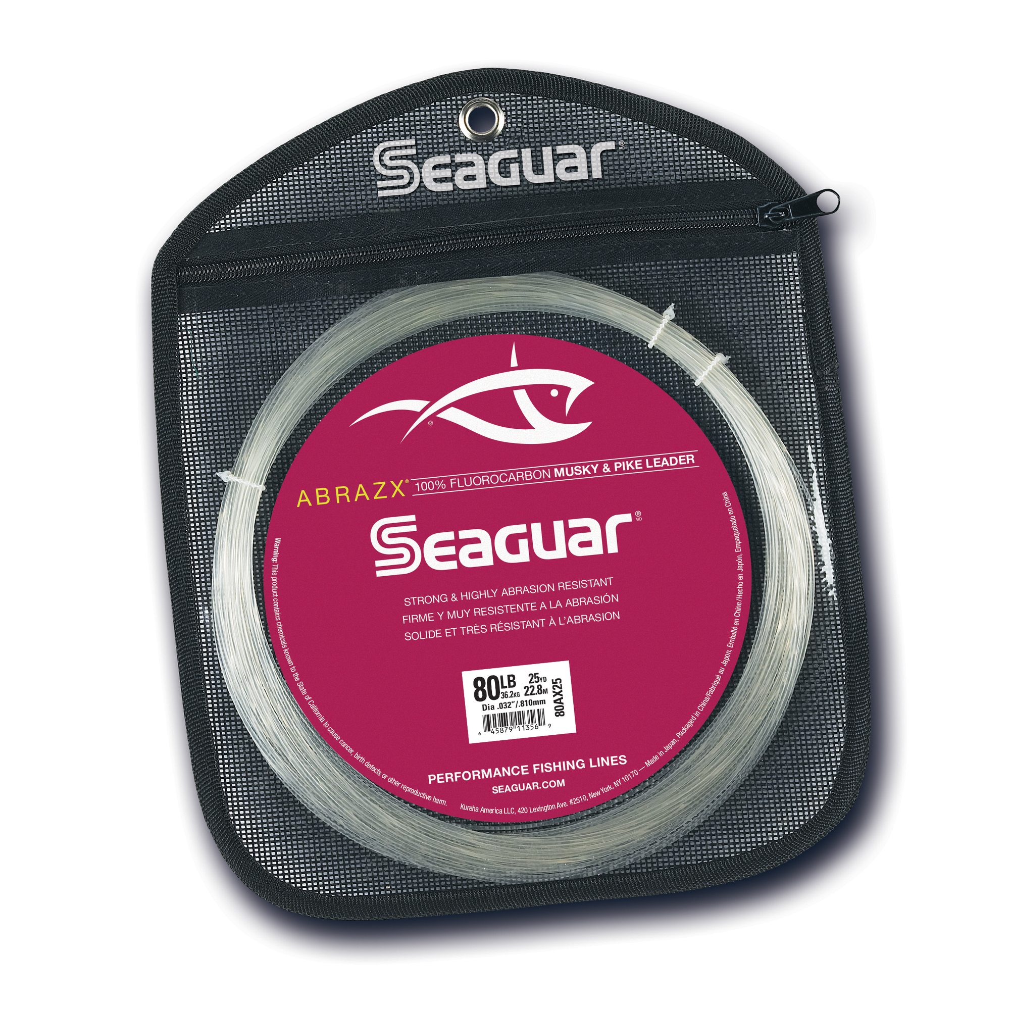Seaguar 80AX25 AbrazX 100% Fluorocarbon Musky/Pike Leader 80lb