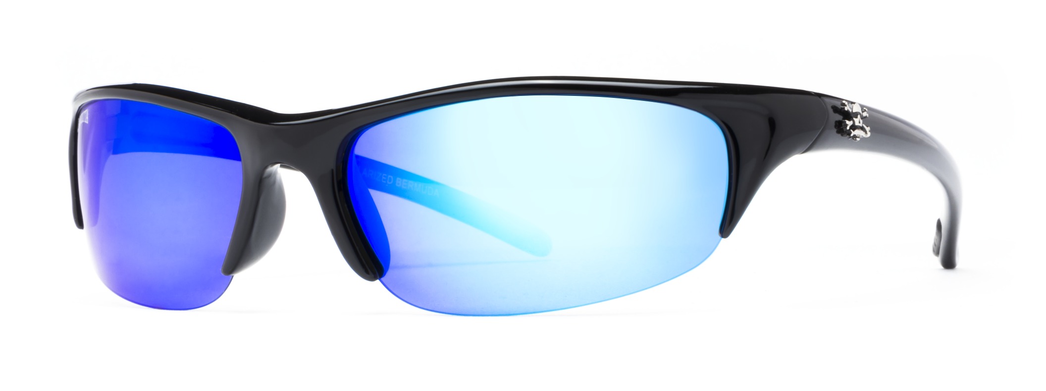 Calcutta BM1BM Bermuda Sunglasses Shiny Black Frame/Blue Mirror Lens