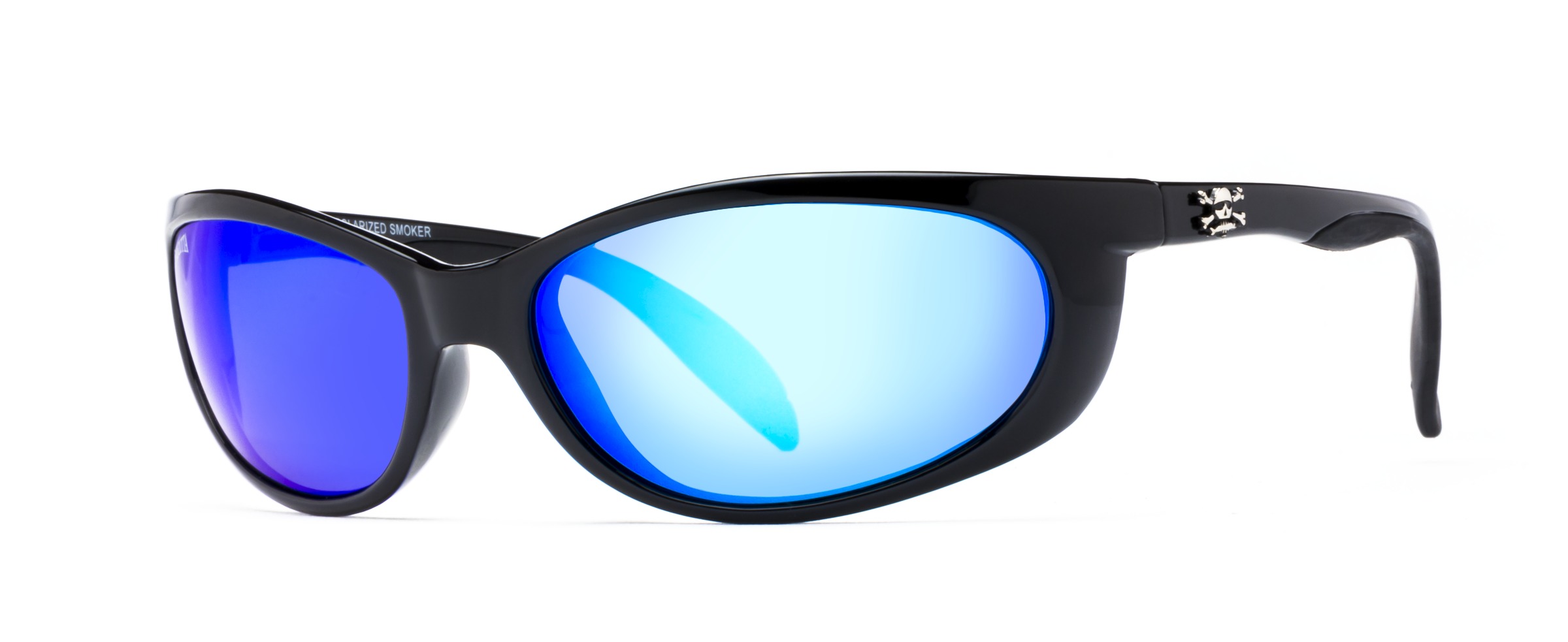 Calcutta SK1BM Smoker Sunglasses Shiny Black/Blue Mirror 60mm Lens