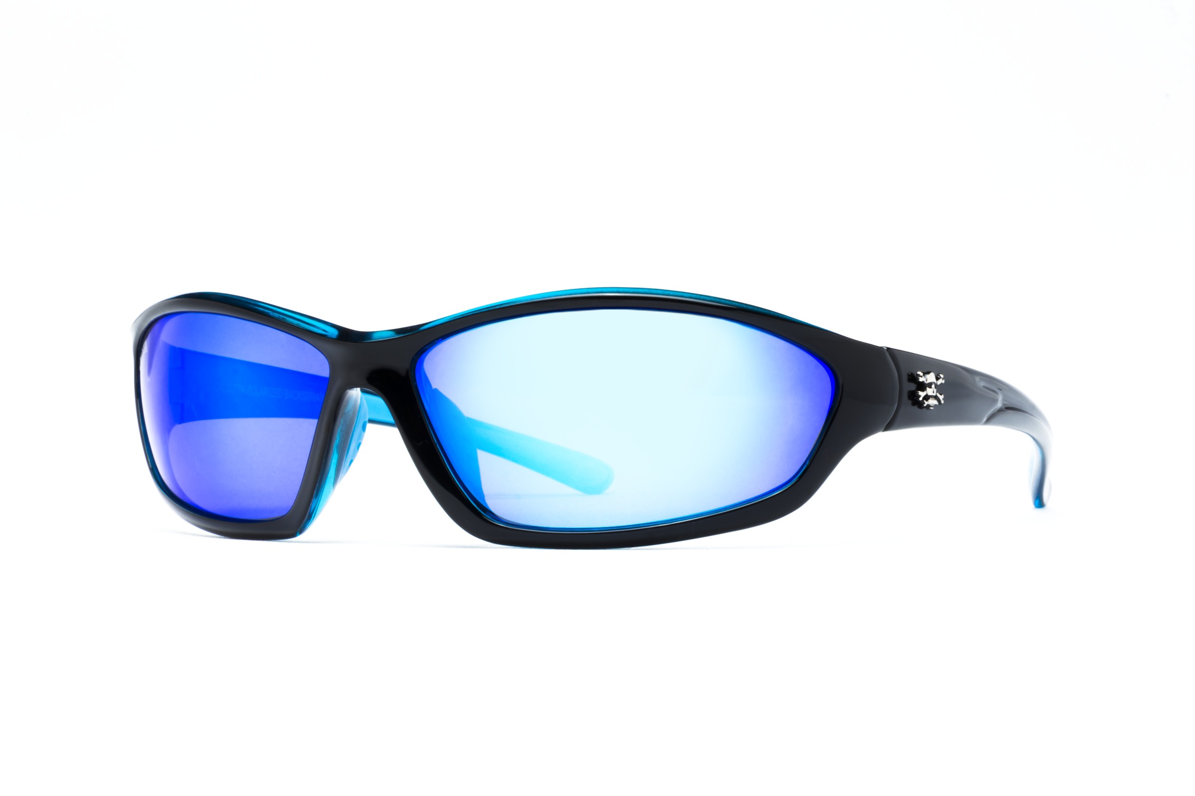 Calcutta BS1BM Backspray Sunglasses Shiny Black/Blue Mirror w/Blue Back