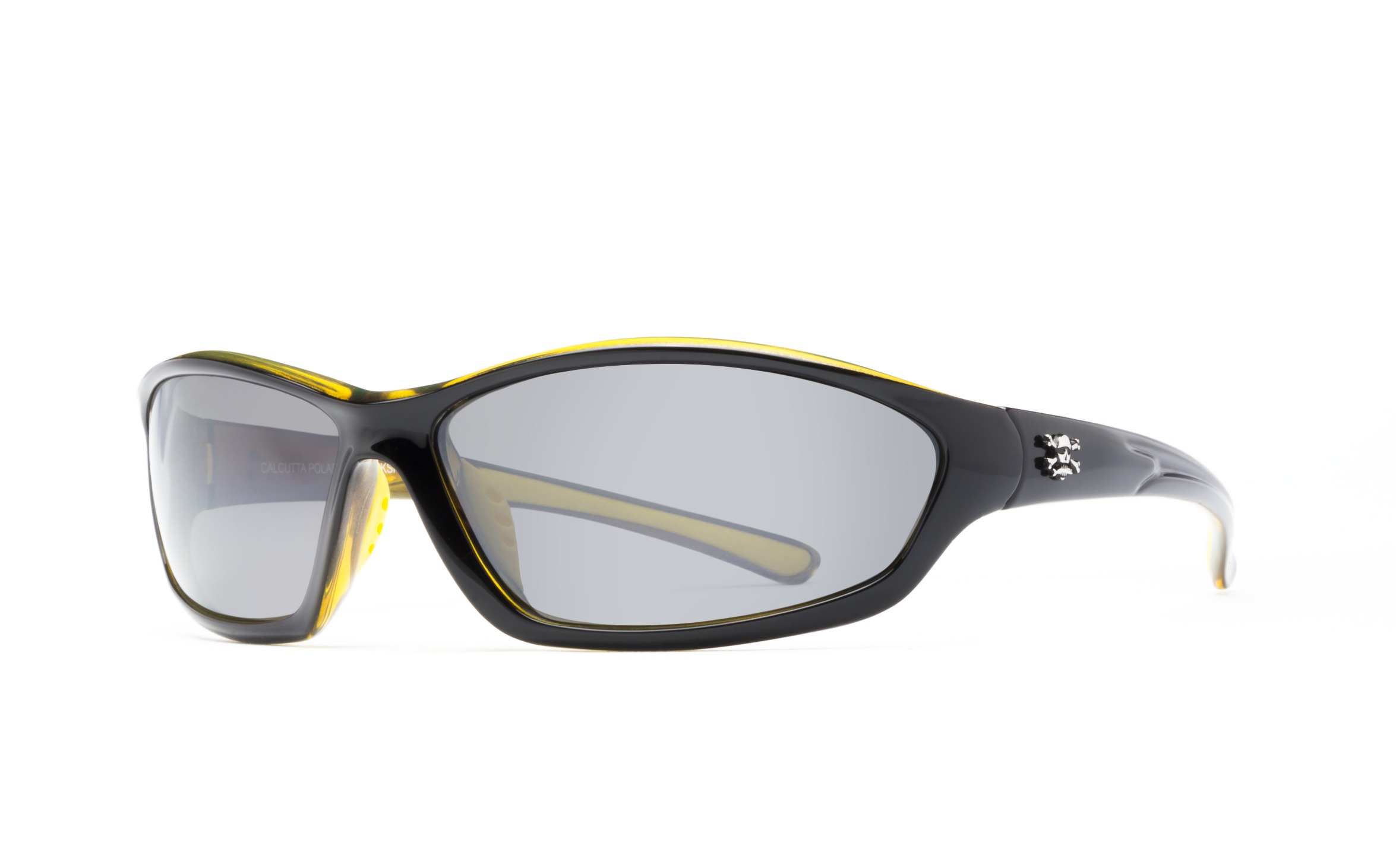 Calcutta BS1SM Backspray Sunglasses Shiny Black/Sil Mirror/ Yellow 66mm