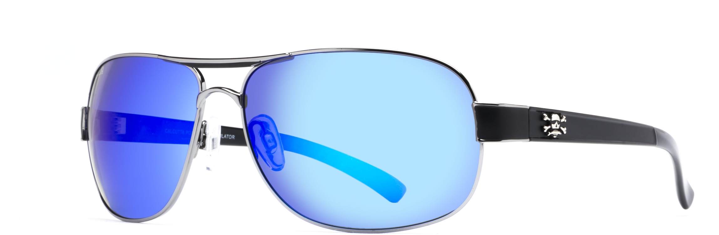 Calcutta RG1BM Regulator Sunglasses Black Wire Frame Blue Mirror Lens