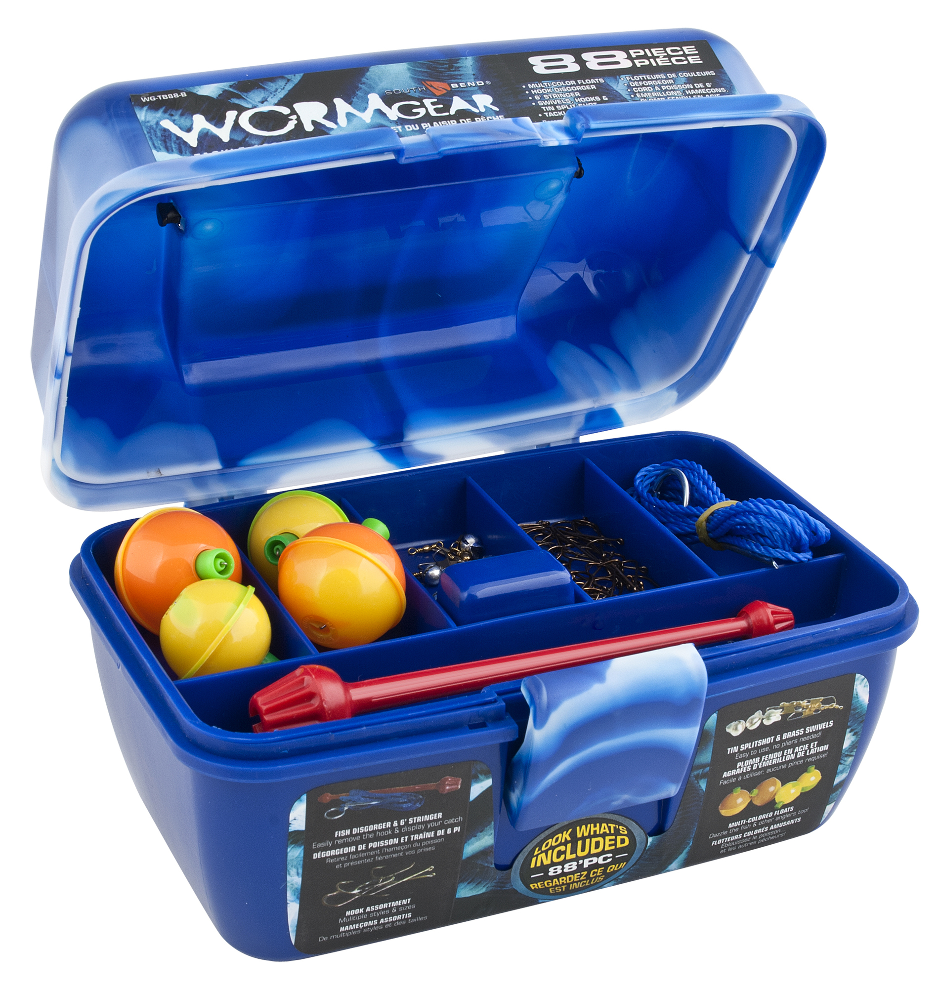 Worm Gear WG-TB88-B 88 Piece Loaded Tackle Box Blue