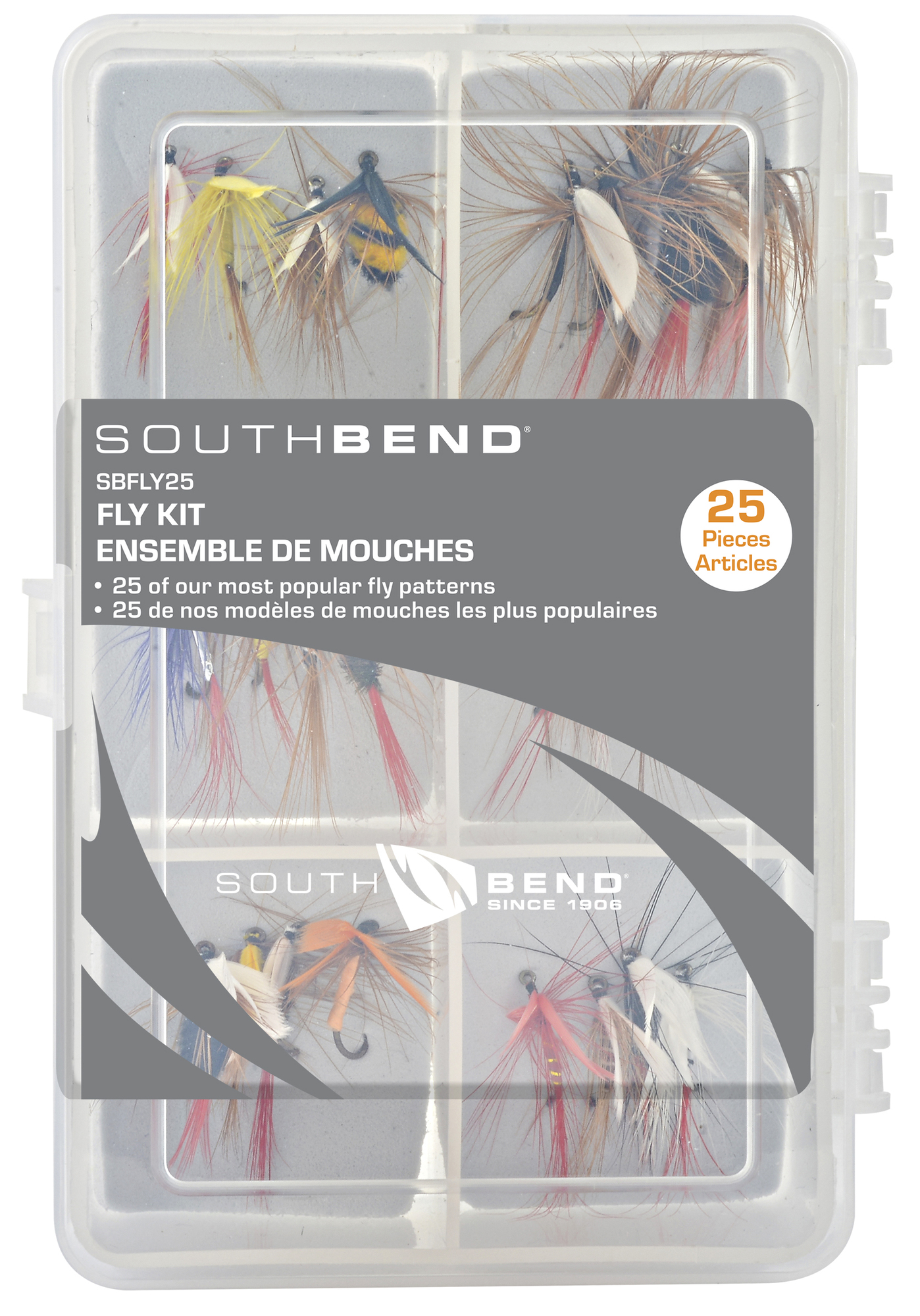 South Bend SBFLY25 25Pk Assorted Flies In Box