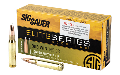 Sig Sauer E308AB16520 Elite Hunting  308 Win 165 gr AccuBond 20 Bx/ 10 Cs