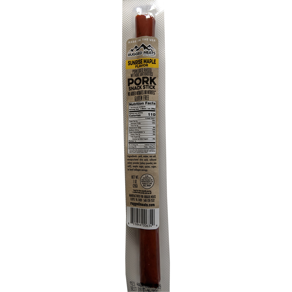 Rugged Meats Snack Sticks  <br>  Sunrise Maple 24 pk.