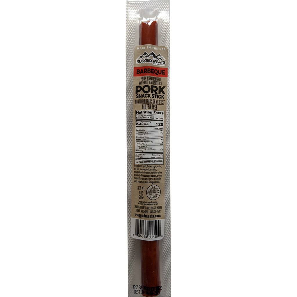 Rugged Meats Snack Sticks  <br>  BBQ 24 pk.