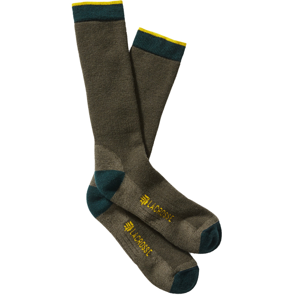 Lacrosse Men's Merino Midweight Socks  <br>  Crew OD Green Large
