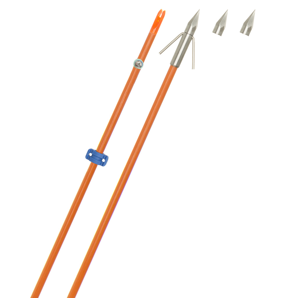 Fin Finder Raider Pro Bowfishing Arrow  <br>  Orange w/Big Head Point