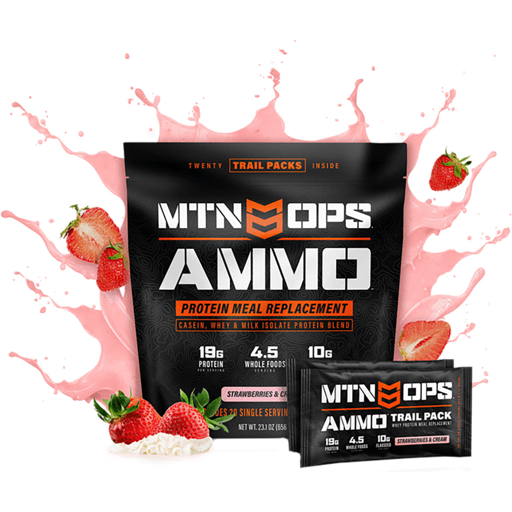 MTN OPS Ammo Whey Protein Meal Replacement Strawberry Trail Pack 20 ct
