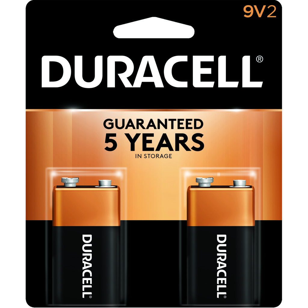 Duracell Coppertop Batteries  <br>  9 Volt 2 pk.