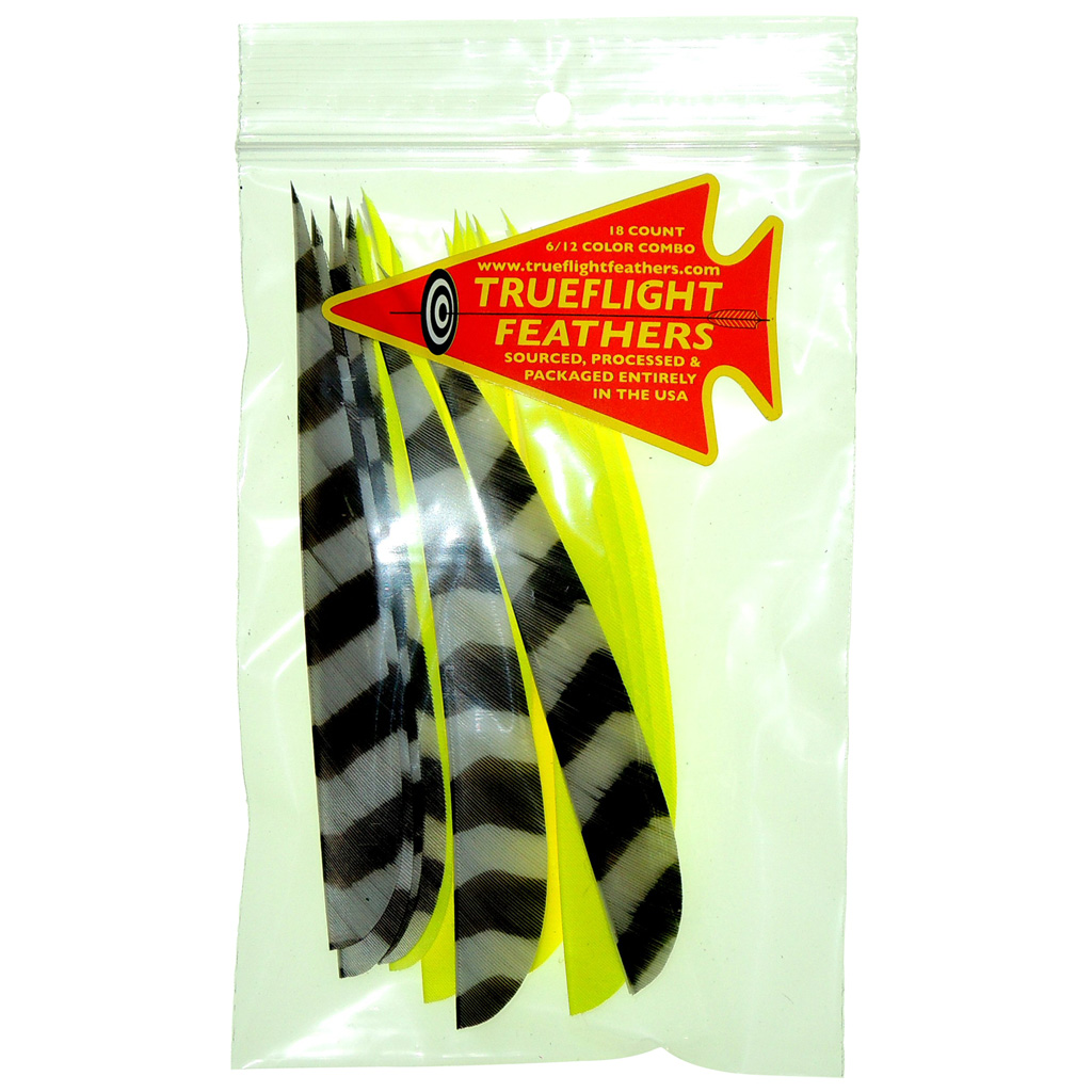 Trueflight Feather Combo Pack  <br>  Barred/Chartreuse 5 in. LW Shield Cut