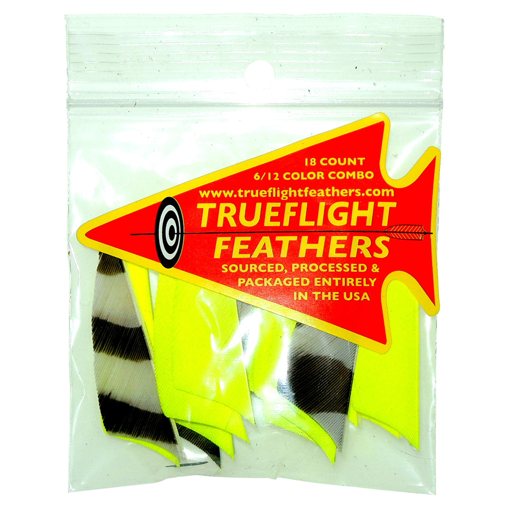 Trueflight Feather Combo Pack  <br>  Barred/Chartreuse 2in.RWShield