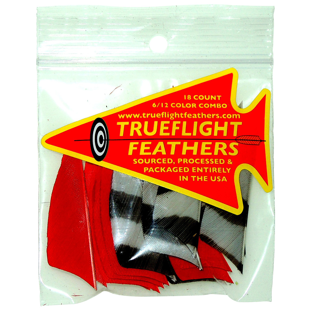 Trueflight Feather Combo Pack  <br>  Barred/Red 2in. RW Shield Cut