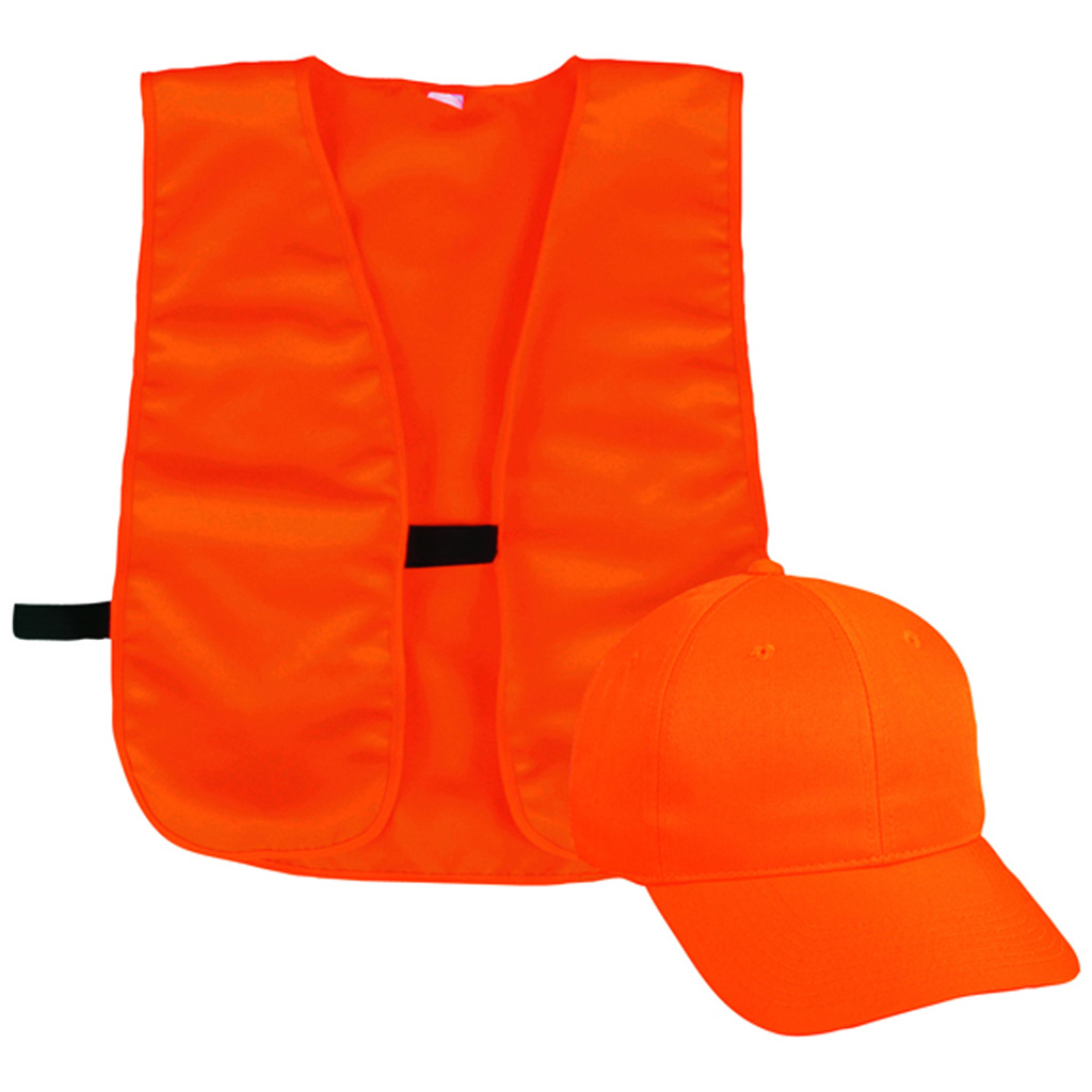 Outdoor Cap Vest and Cap Combo  <br>  Blaze Orange Adult