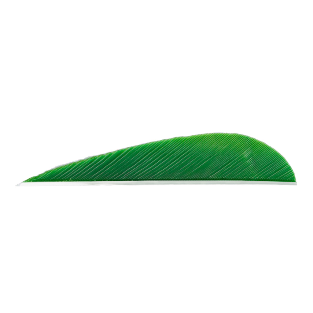 Trueflight Parabolic Feathers  <br>  Green 3 in. LW 100 pk.