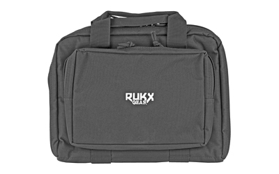 Rukx Gear ATICTDPCB Double Pistol  Water Resistant Black 600D Polyester with Ammo & Range Tool Compartments, Non-Rust Zippers & Convenient Carry Handle 12.50