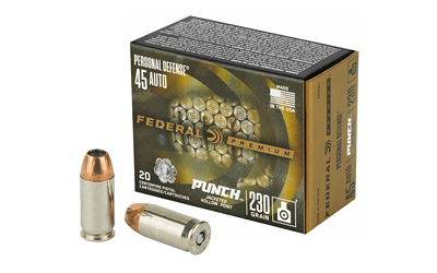 Federal PD45P1 Premium Personal Defense Punch 45 ACP 230 gr Jacketed Hollow Point (JHP) 20 Bx/ 10 Cs