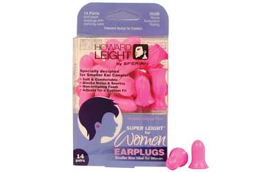 Howard Leight R01757 Womans Shooting Safety Super Leight Pre-Shaped In The Ear Pink Polyurethane Foam 30 dB NRR Youth/Women (14 Pairs)