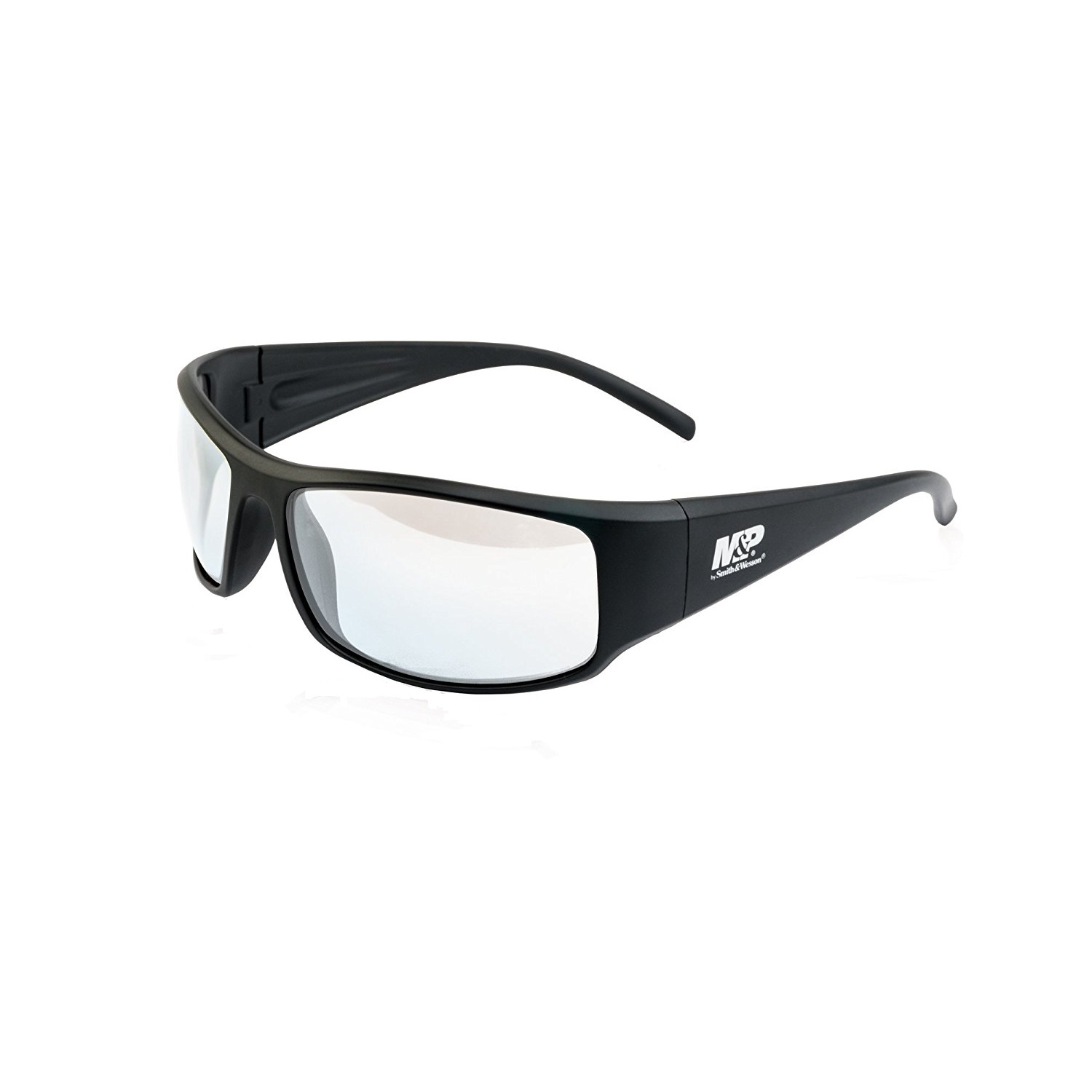 M&P Accessories 110168 Thunderbolt Shooting Glasses Clear Mirror Lens Black Polymer Full Size Frame Includes Case & Cleaning Cloth