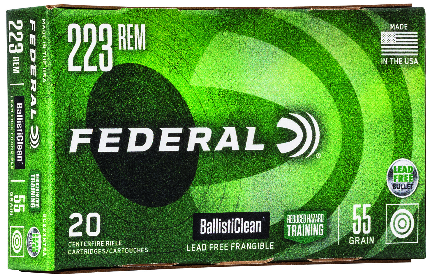 Federal BC223NT5A Premium Ballistic Clean 223 Rem 55 gr RHT 20 Bx/ 25 Cs