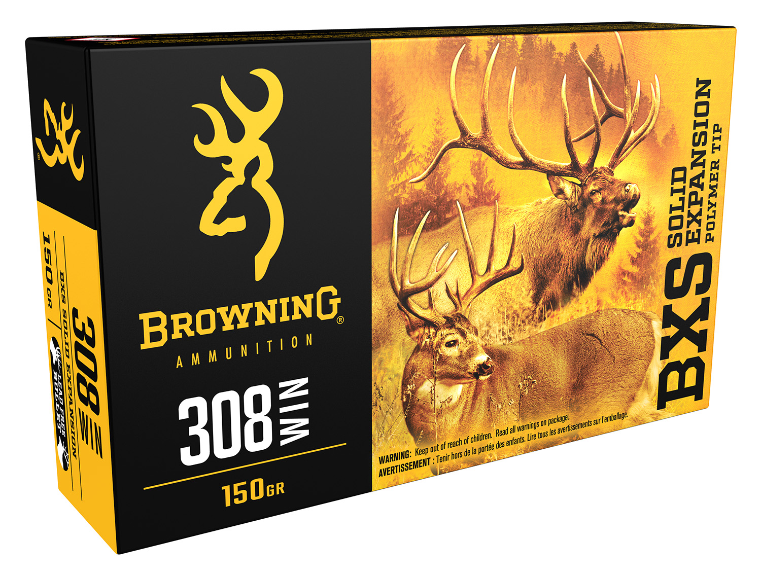 Browning Ammo B192430061 BXS Copper Expansion 30-06 Springfield 180 gr, Lead Free Solid Expansion Polymer Tip, 20 Per Box/10 Cs