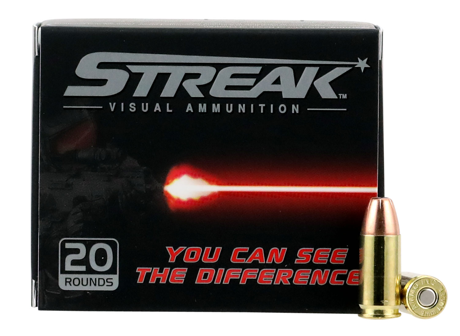AMMO INC AMMO 9MM LUGER 115GR. JHP STREAK RED 20-PACK