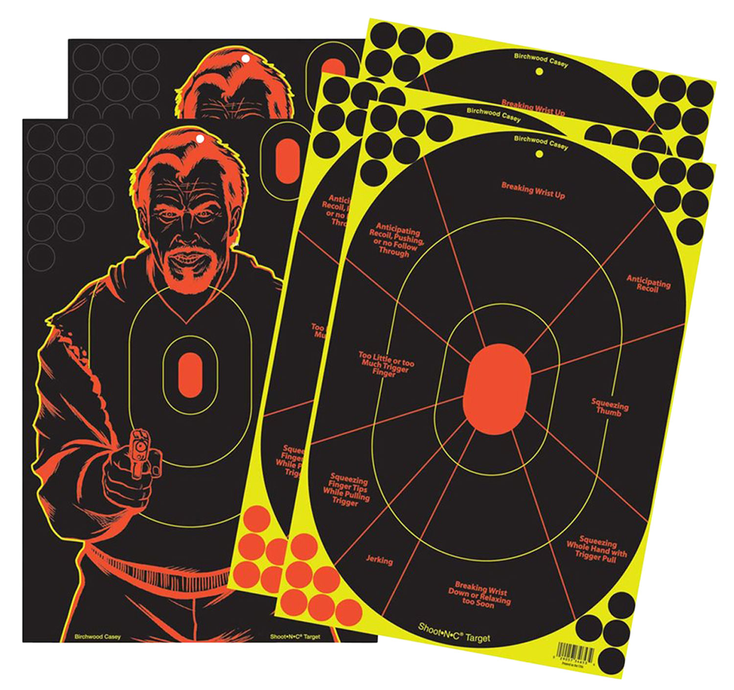 Birchwood Casey 34630 Shoot-N-C Combo Pack Self-Adhesive Paper Handgun Multi Color Silhouette/Bad Guy Includes Pasters 5 Pack