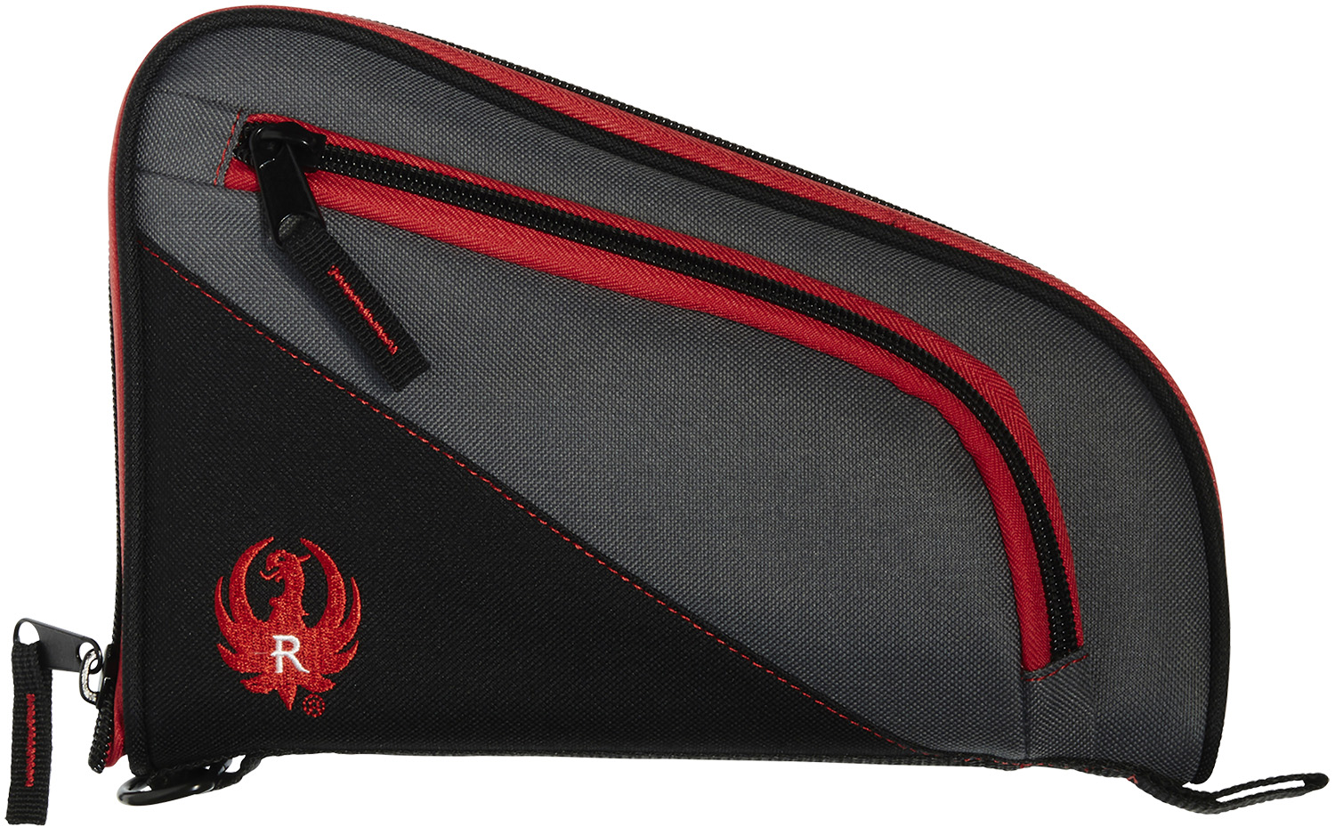 Ruger 27401 Tucson Handgun Case Black/Gray With Red Trim, Full Length Zipper, Barrel Protector Pocket & Storage Pocket 10.50