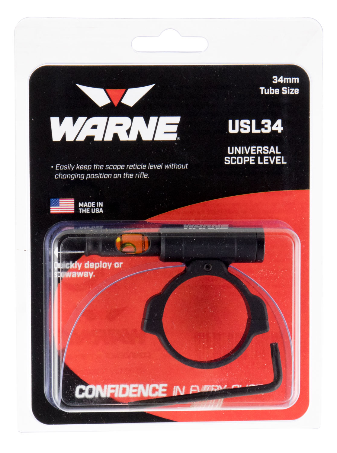Warne USL34 Universal Scope Level  34mm Tube Diameter Universal Aluminum Black