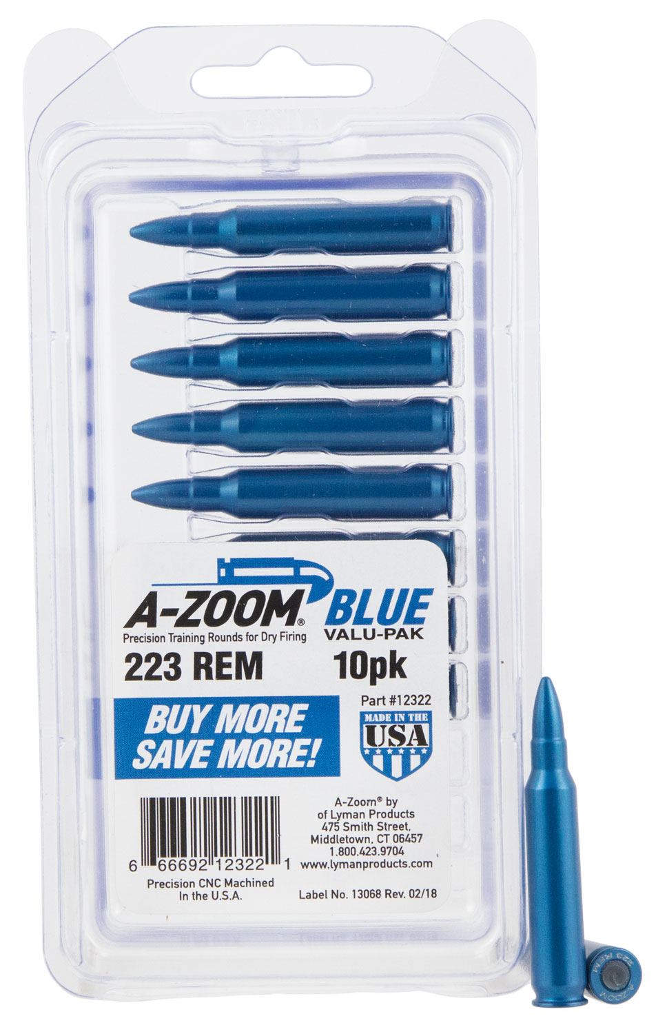 A-ZOOM METAL SNAP CAP BLUE .223 REM 10-PACK