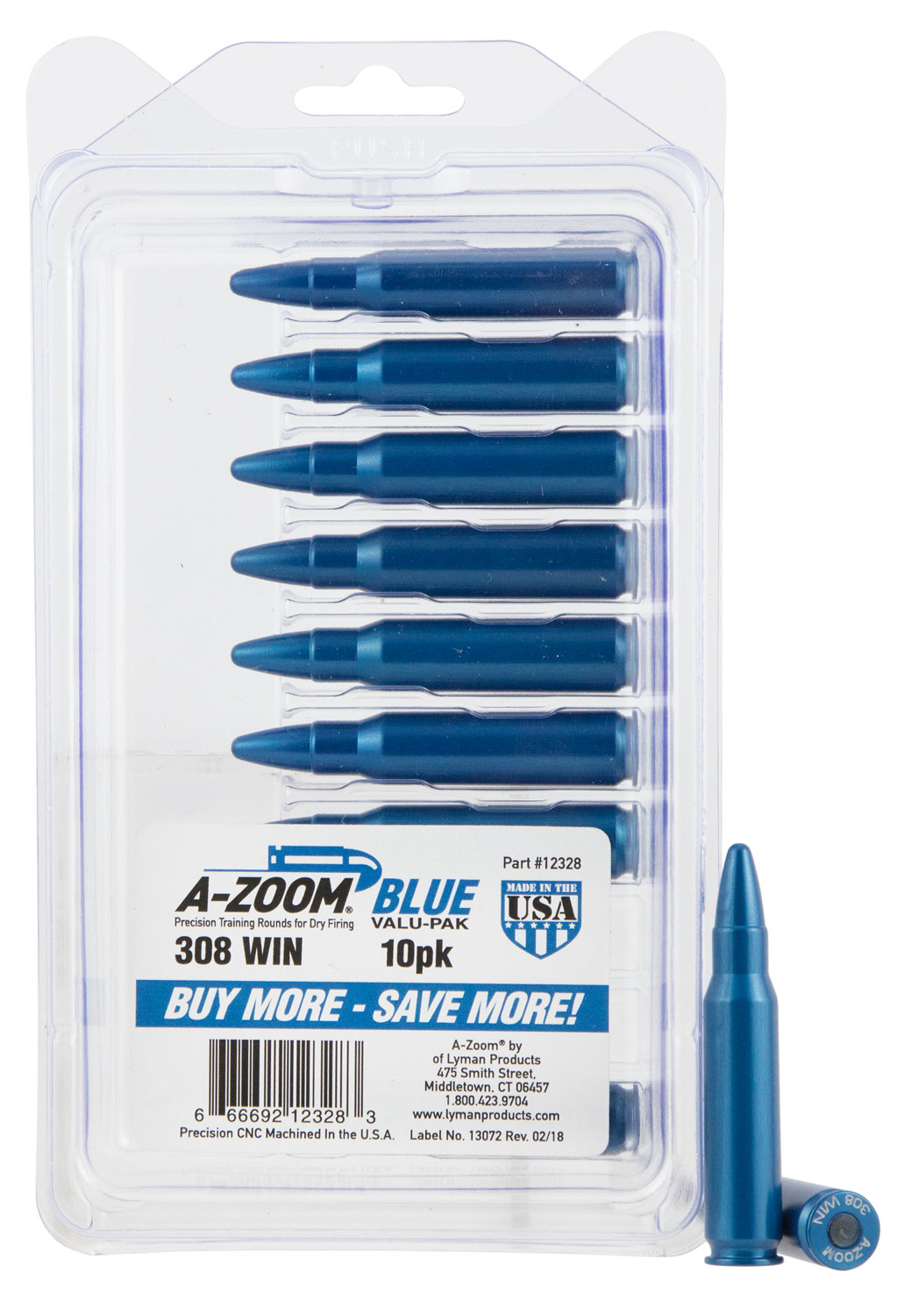 A-ZOOM METAL SNAP CAP BLUE .308 WINCHESTER 10-PACK