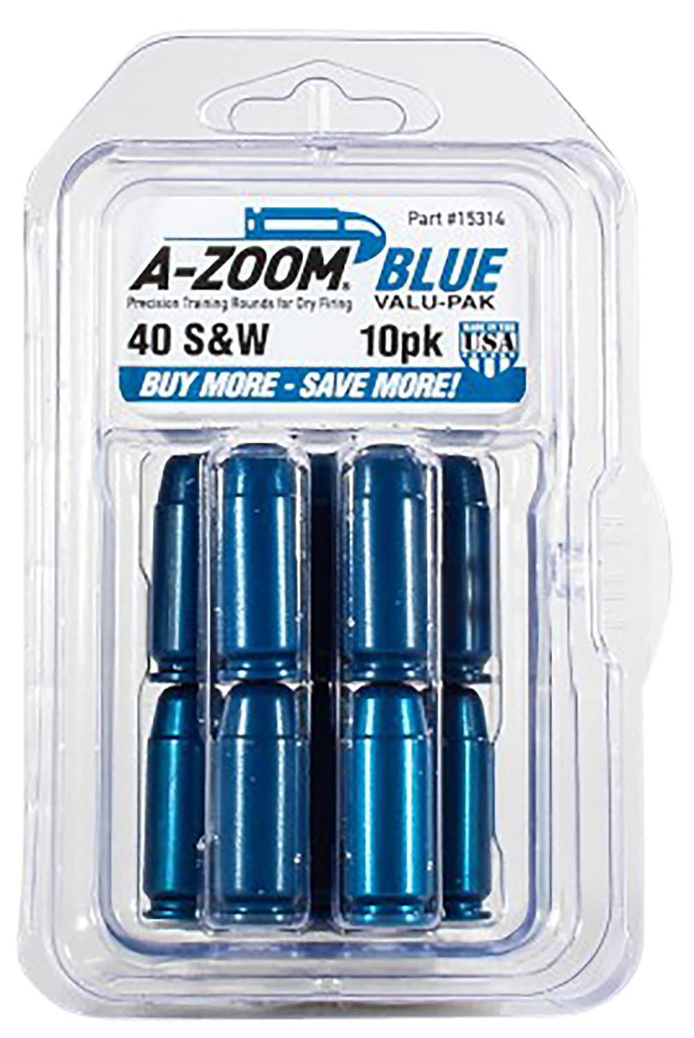 A-ZOOM METAL SNAP CAP BLUE .40SW 10-PACK