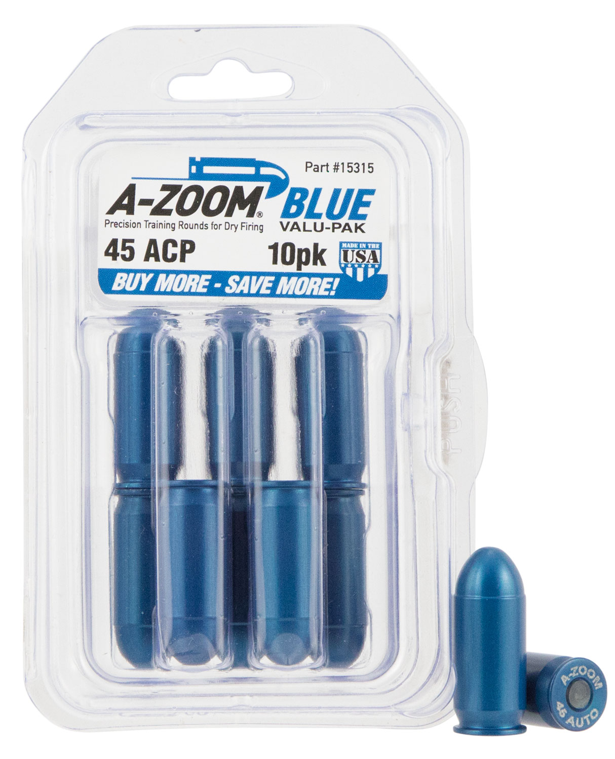 A-ZOOM METAL SNAP CAP BLUE .45ACP 10-PACK