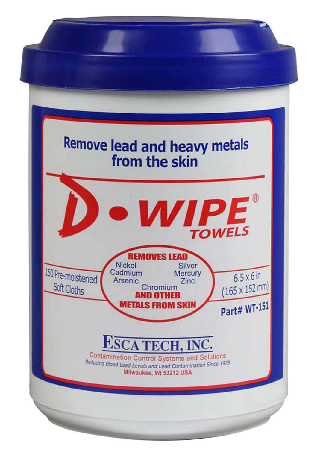ESCA Tech WT150 D-Wipe Disposable Towels Wipes 150 Count 8 Canisters Per Case (Sold by Case)
