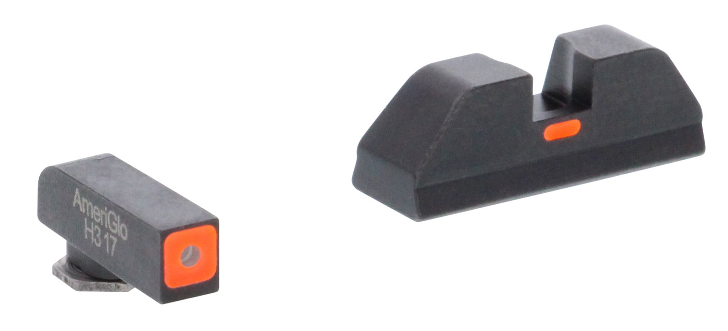 AmeriGlo GL616 CAP Sight Set for Glock  Black | Green Tritium with Orange Outline Front Sight Black Orange Line Rear Sight