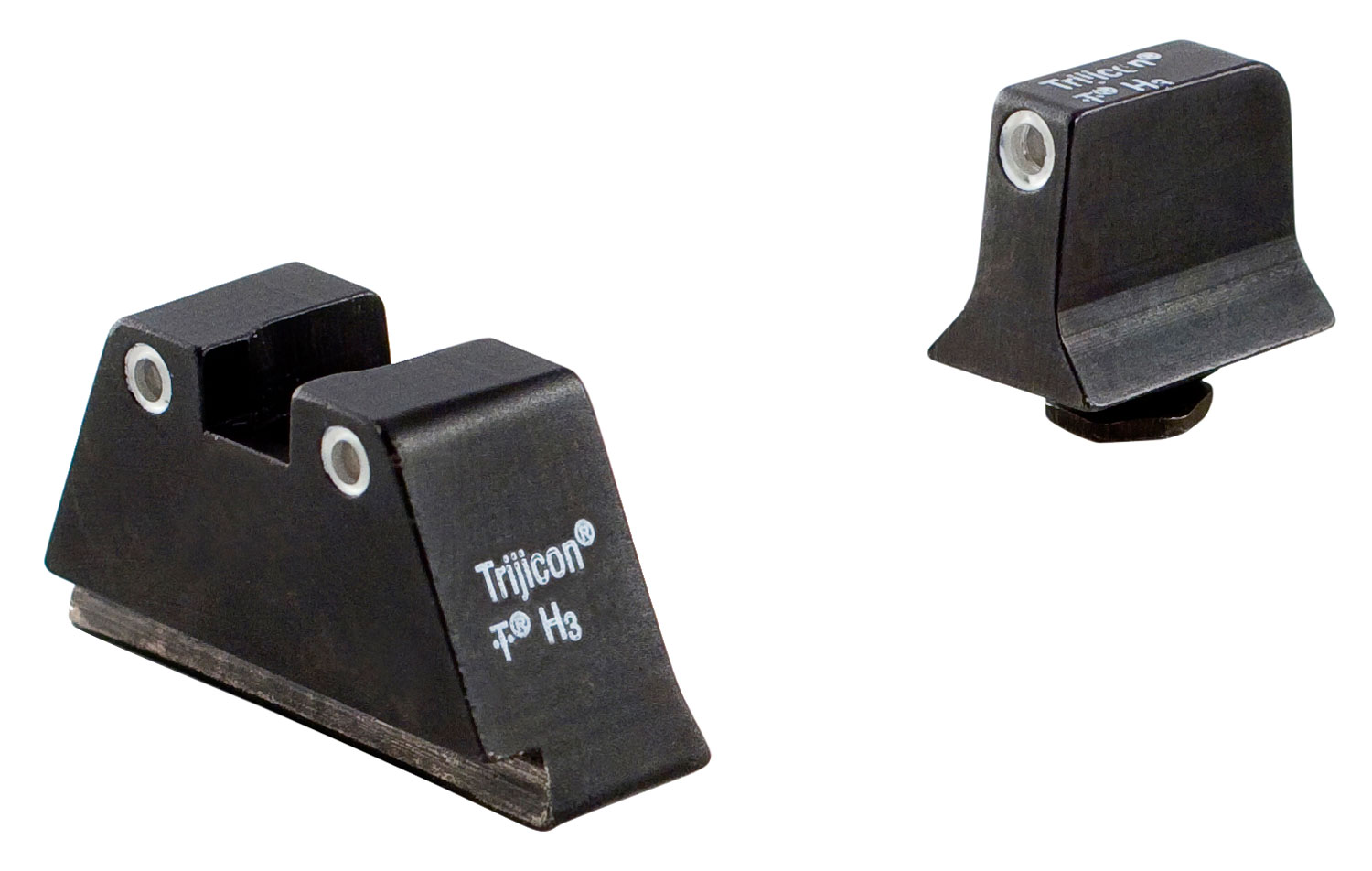 Trijicon 600689 Suppressor/Optic Height Sights- Glock Large Frames  Black | Green Tritium White Outline Front Sight Green Tritium White Outline Rear Sight