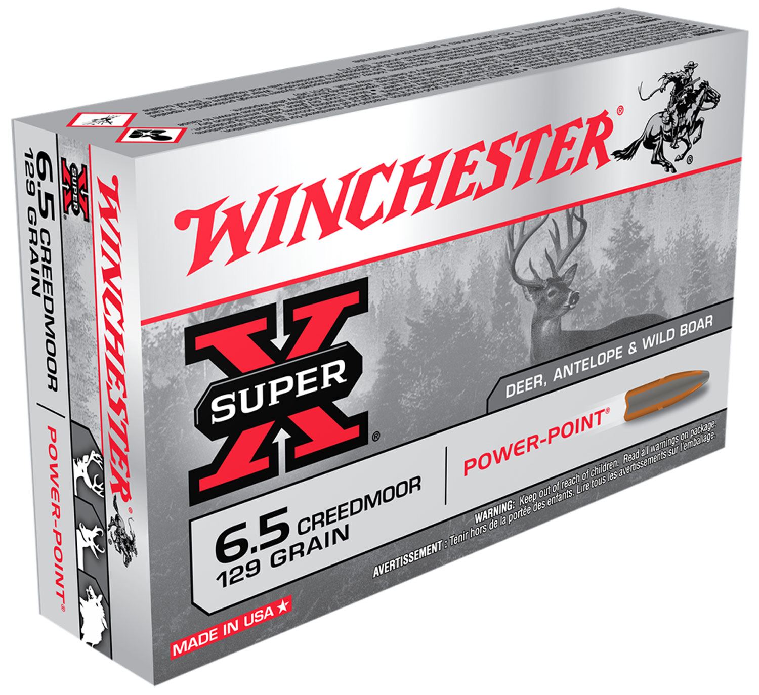 Winchester Ammo X651 Super X  6.5 Creedmoor 129 gr 2820 fps Power-Point (PP) 20 Bx/10 Cs