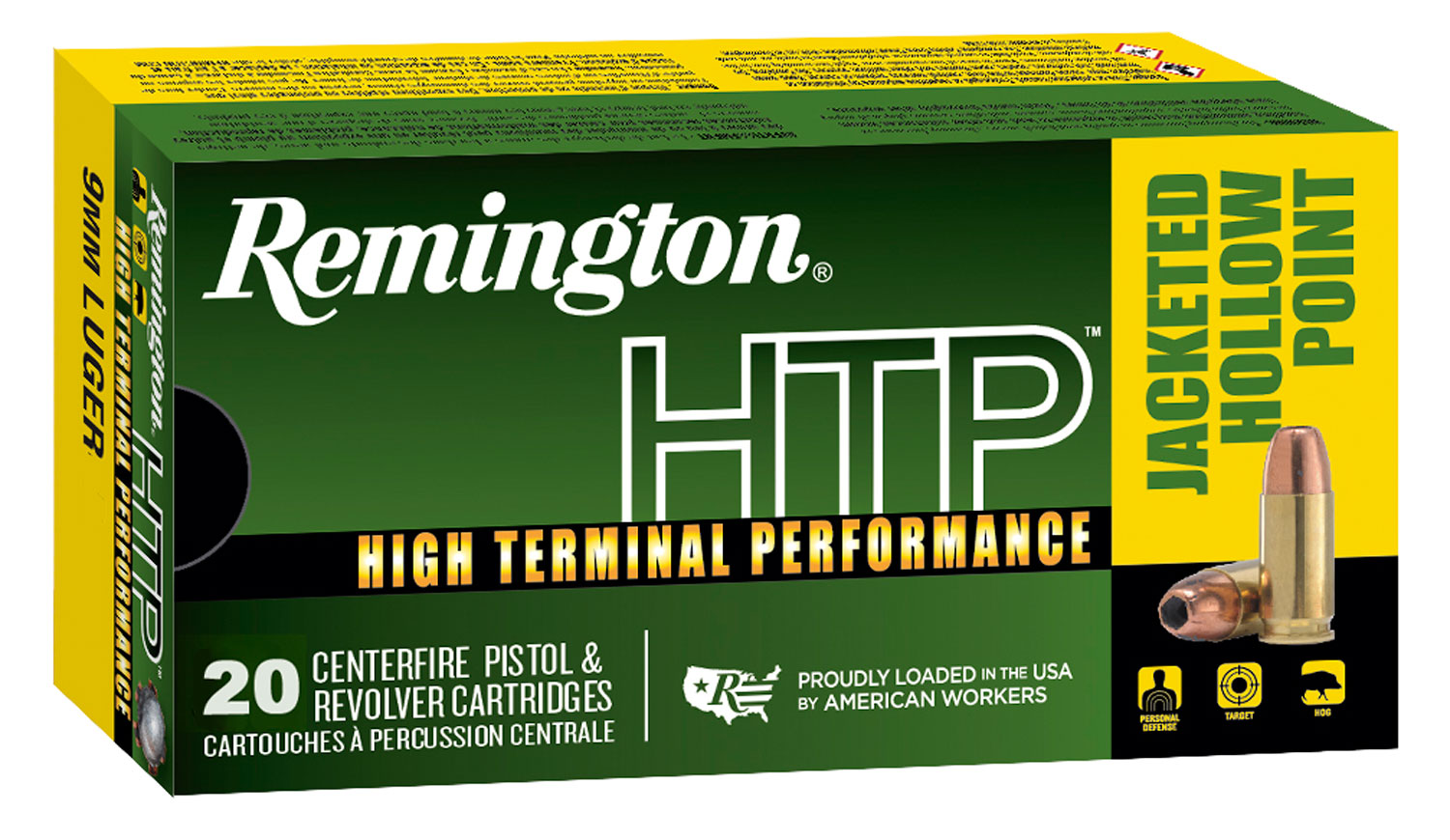 Remington Ammunition 28295 HTP  9mm Luger 147 gr Jacketed Hollow Point (JHP) 20 Per Box/ 25 Cs