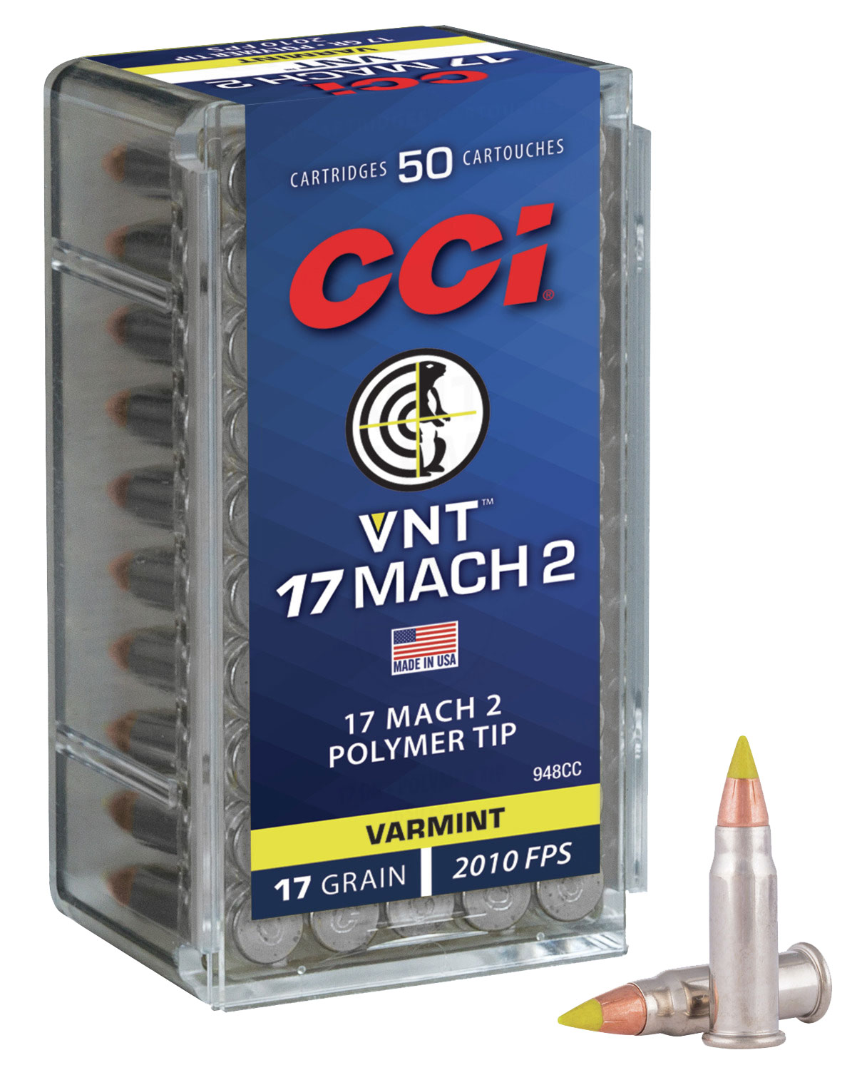 CCI 948CC VNT Rimfire 17 HM2 17 gr Varmint Tipped 50 Per Box/ 100 Cs
