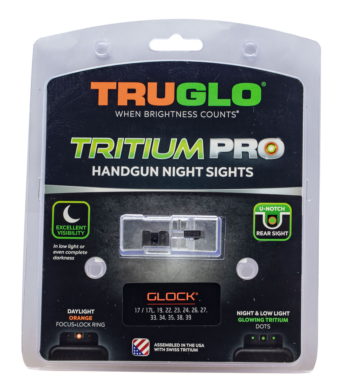 Truglo Tritium Pro Night Low Sight Set - For Glock 17 / 17L 19 22 23 24 26 27 33 34 35 38 39 45 (Excluding M.O.S. models)