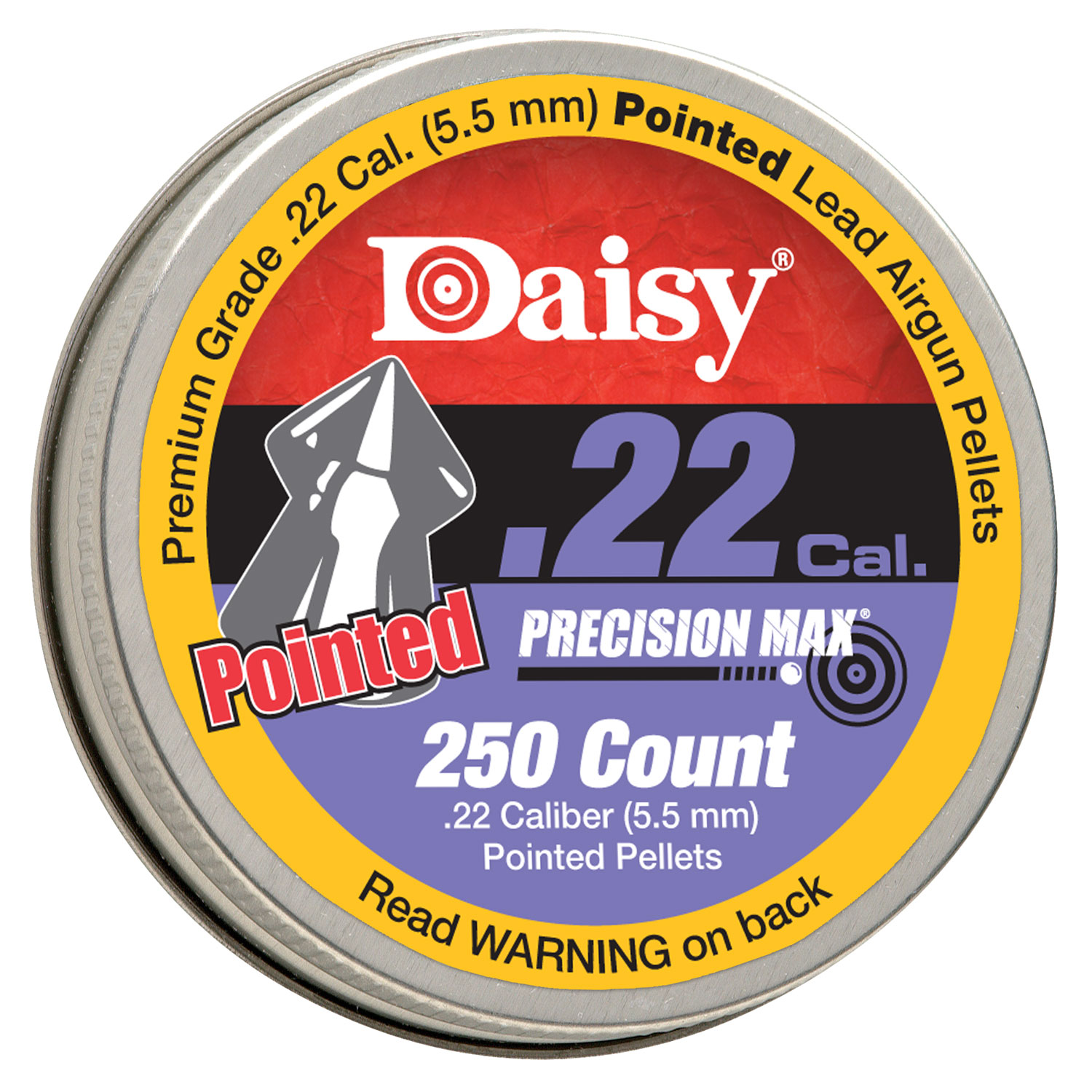 Daisy 997922512 PrecisionMax Premium 22 Lead Pointed Field Pellet 250 Per Tin