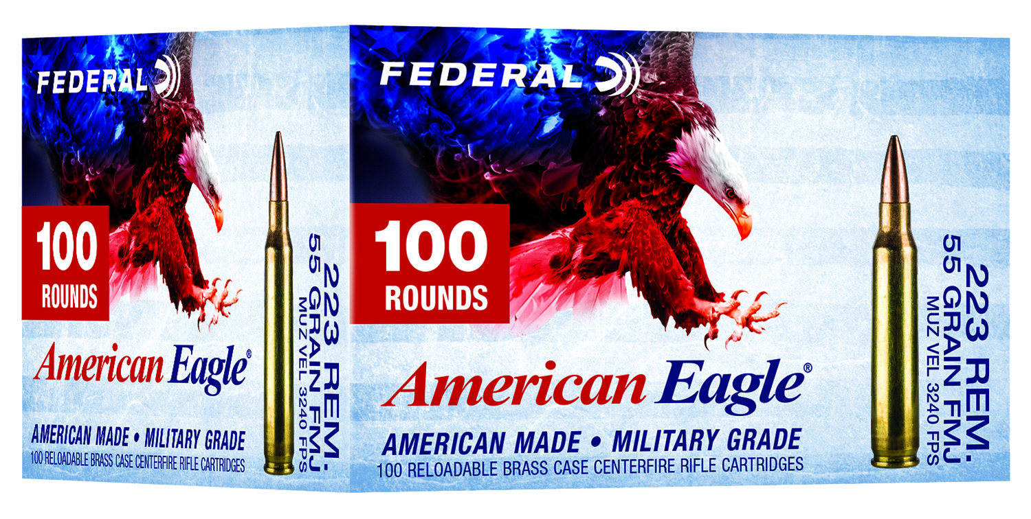 Federal AE223BLF American Eagle  223 Rem 55 gr Full Metal Jacket (FMJ) 100 Bx/ 5 Cs