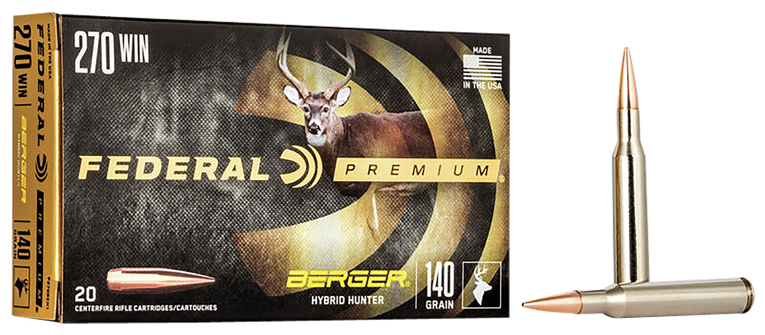 Federal P270BCH1 Premium  270 Win 140 gr Berger Hybrid Hunter 20 Per Box/ 10 Cs
